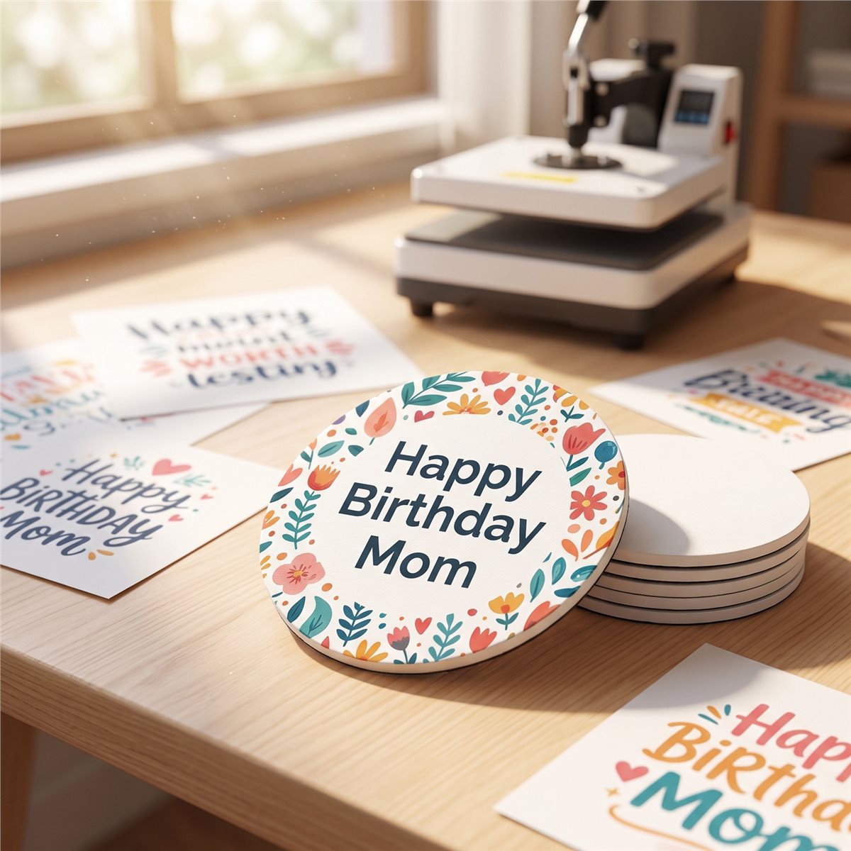 Coaster Sublimation Blank - 【ABFS】ชุดแผ่นรองแก้วเปล่าสำหรับงานซับลิเมชั่น 80 ชิ้น, แผ่นรองแก้วเปล่าทรงกลมขนาด 4x4 นิ้ว