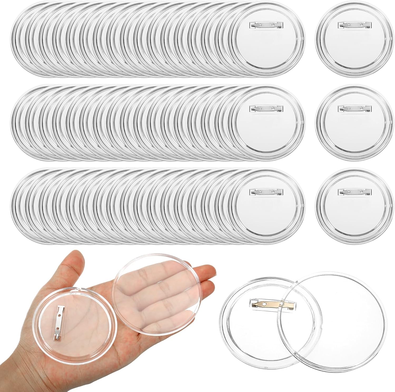 Button Badge Blank - อะคริลิควงกลม Badge ทําชุด Pin ปุ่มหลังหัตถกรรมรอบชื่อแท็กช่องว่าง DIY