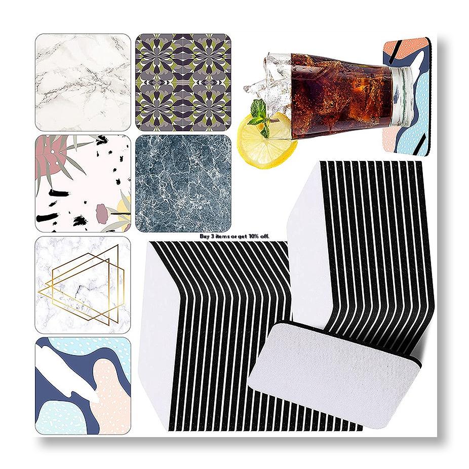 Coaster Sublimation Blank - ✱ 35 ชิ้น แผ่นรองแก้วซับลิเมชั่นทรงสี่เหลี่ยม แผ่นรองแก้วเปล่าสำหรับซับลิเมชั่น แผ่นรองแก้วยางเปล่า