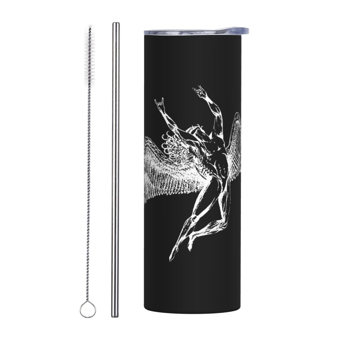 Tumbler 20Oz White - อิคารัสโยนแตร - สีขาว ไอคารัสหายไป ดูด้านล่าง แก้วเก็บความเย็นสแตนเลสพร้อมหลอดและฝาปิด