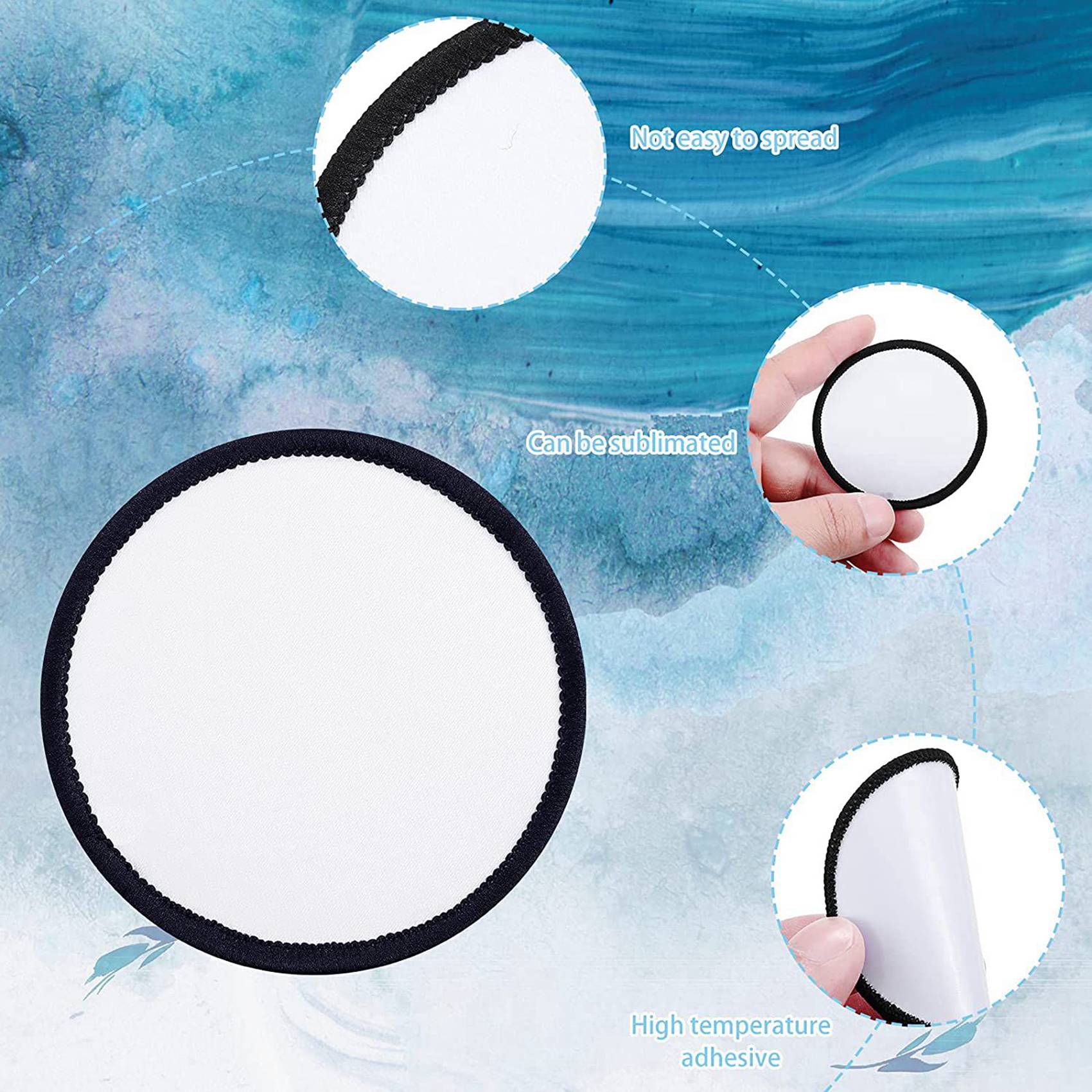 Hat Sublimation Blank - ABXF-48 ชิ้น แผ่นปะผ้าสำหรับงานซับลิเมชัน คุณภาพดี แผ่นปะวงกลมแบบรีดติดสำหรับเสื้อผ้า หมวก