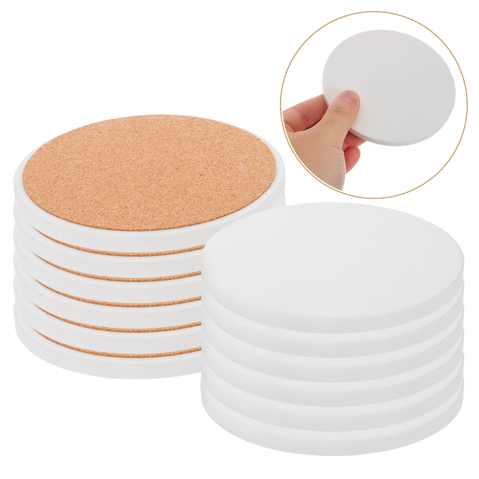 แผ่นรองแก้วเซรามิกสีขาวแบบกลม  - Ceramic Tile Blank บทวิจารณ์และราคา