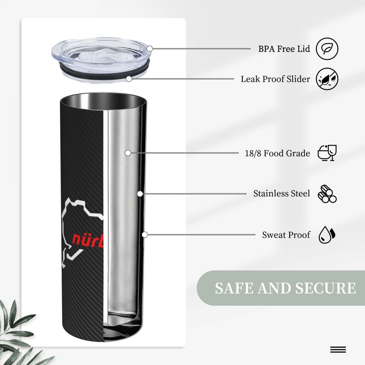 แก้วน้ำสแตนเลสสีขาวแดงลายคาร์บ - Tumbler 20Oz White บทวิจารณ์และราคา